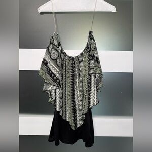 Rani Arabella Black and Green Patterned Blouse